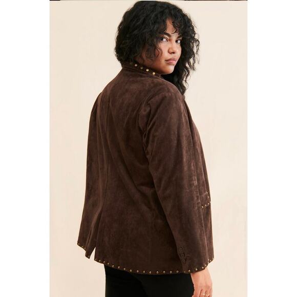 NWOT Blank NYC x Nuuly Studded Vegan Suede Blazer Jacket size 1X - Picture 2 of 9